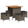 vidaXL 5-tlg. Garten-Essgruppe mit Kissen Grau Poly Rattan
