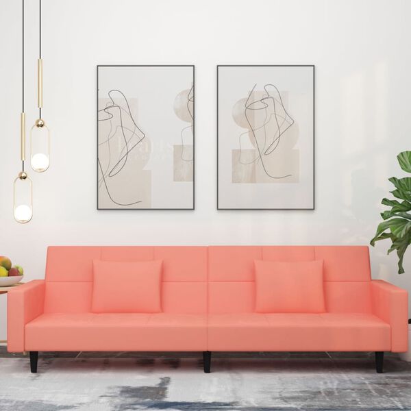 vidaXL Schlafsofa 2-Sitzer mit 2 Kissen Rosa Samt