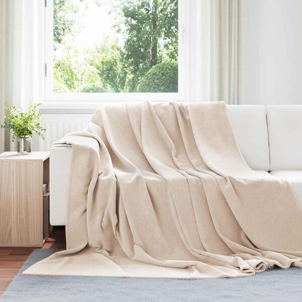 vidaXL &Uuml;berwurfdecke Beige 240 x 270 cm Fleece