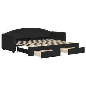 vidaXL Tagesbett Ausziehbar mit Schubladen Schwarz 80x200 cm Stoff