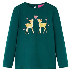 Kinder-Langarmshirt Dunkelgr&uuml;n 92