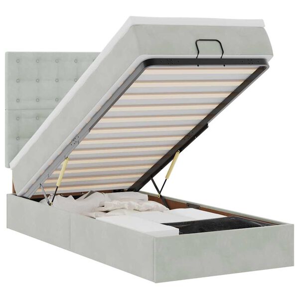 vidaXL Ottoman-Bett mit Matratzen Hellgrau 90x190 cm Samt