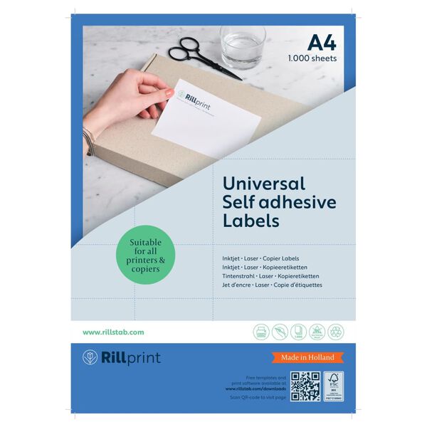 rillprint Selbstklebende Aufkleber Etiketten 105x48 mm 1000 Blatt Wei&szlig;