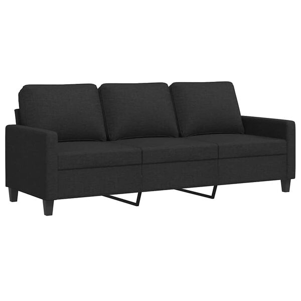 vidaXL 3-Sitzer-Sofa Schwarz 180 cm Stoff