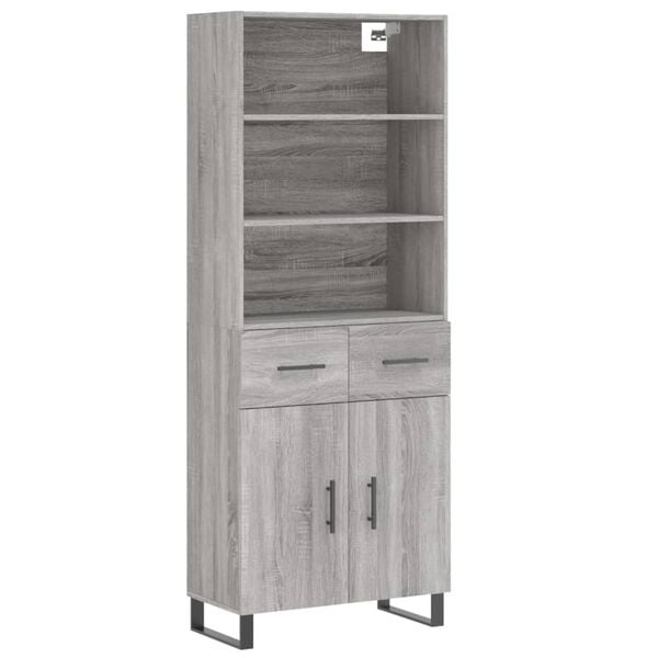 vidaXL Highboard Grau Sonoma 69,5x34x180 cm Holzwerkstoff