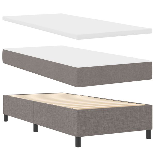 vidaXL Boxspringbett mit Matratze mit LED Taupe 90 x 190 cm Stoff