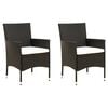 vidaXL Gartenst&uuml;hle mit Kissen 2 Stk. Poly Rattan Schwarz