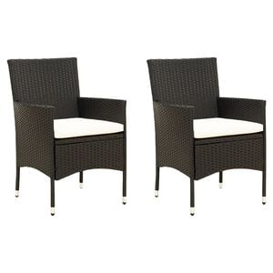 vidaXL Gartenst&uuml;hle mit Kissen 2 Stk. Poly Rattan Schwarz