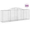 vidaXL Gabionen mit Hochbogen 4 Stk. 300x50x100/120cm Verzinktes Eisen