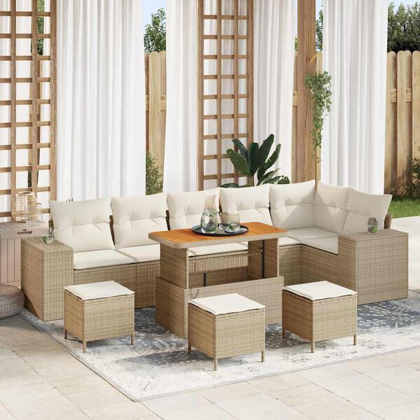 vidaXL Garten-Sofa-Set 10 pcs Beige Poly-Rattan