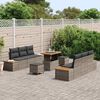 vidaXL Gartensofa-set mit Kissen mit Speicher 9 pcs Grau Poly Rattan