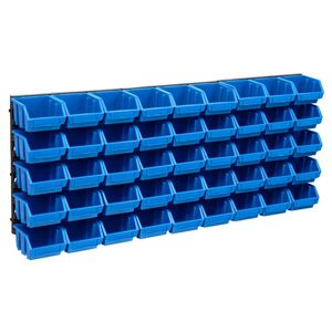 vidaXL 48tlg. Beh&auml;lter-Set f&uuml;r Kleinteile mit Wandplatten Blau Schwarz