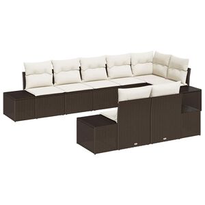 vidaXL Gartensofa-set mit Speicher 8 pcs Braun und Creme Poly Rattan