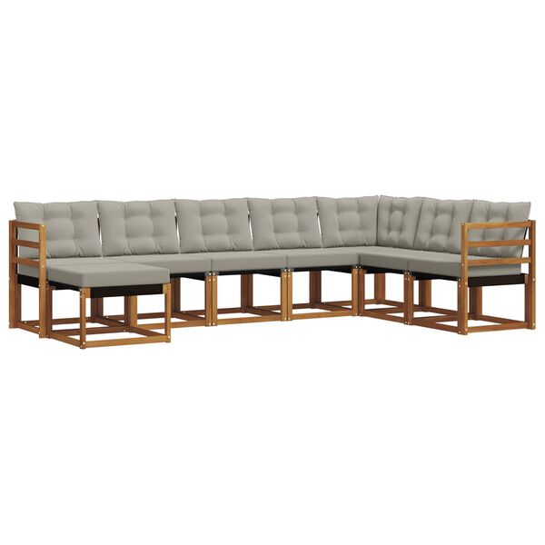 vidaXL Outdoor-Sofagarnitur mit Kissen 8 pcs Nat&uuml;rlich und Hellgrau