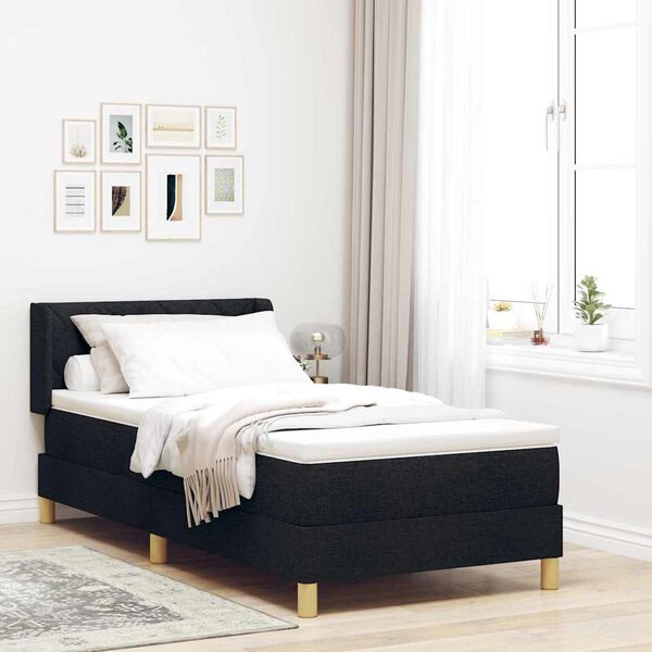 vidaXL Boxspringbett mit Matratze Schwarz 200 x 100 cm Stoff
