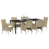vidaXL Garten Essgruppe mit Kissen 7 pcs Beige Poly-Rattan