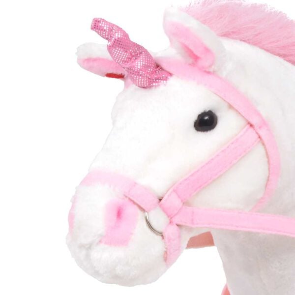 vidaXL Pl&uuml;schtier Einhorn Stehend Pl&uuml;sch Wei&szlig; und Rosa XXL