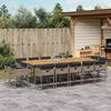 vidaXL 15-tlg. Garten-Essgruppe mit Kissen Grau Poly Rattan