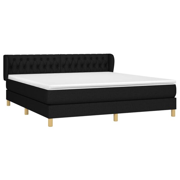 vidaXL Boxspringbett mit Matratze Schwarz 180x200 cm Stoff