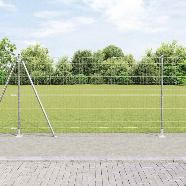 vidaXL Zaun mit Pfosten Silber 1,2 x 10 m Stahl