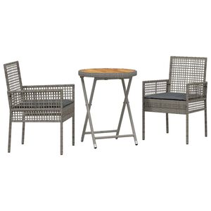vidaXL Garten Bistro Set 3 pcs Grau Poly Rattan
