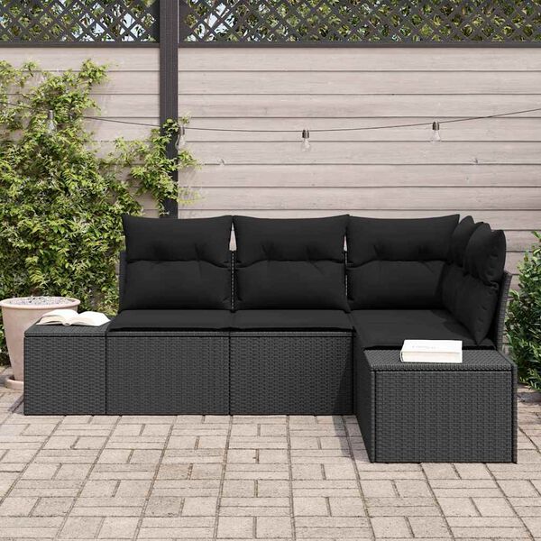vidaXL Gartensofa-set 4 pcs Schwarz Poly-Rattan