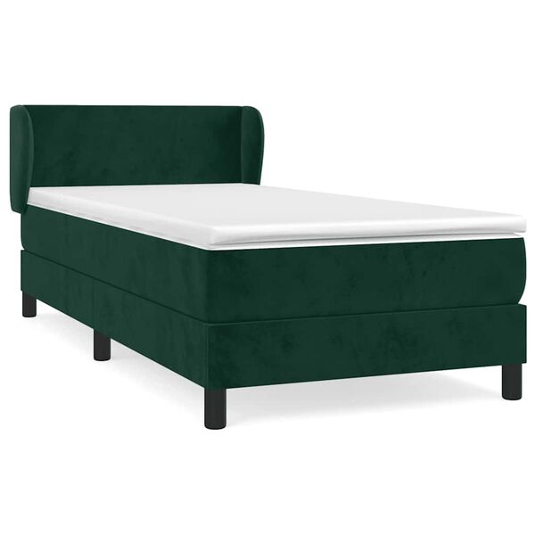 vidaXL Boxspringbett mit Matratze Dunkelgr&uuml;n 90x200 cm Samt