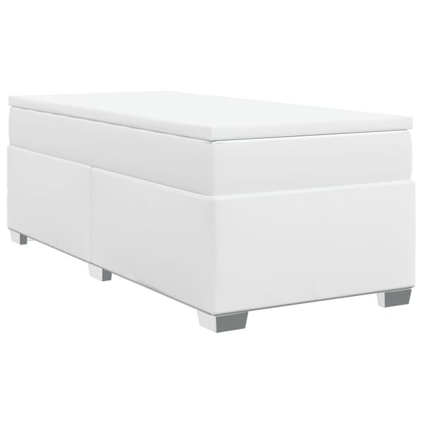 vidaXL Boxspringbett mit Matratze Weiß 90x190 cm Kunstleder