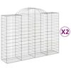 vidaXL Gabionen mit Hochbogen 2 Stk. 200x50x140/160cm Verzinktes Eisen