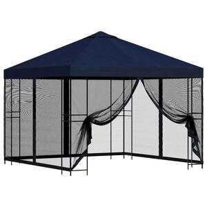 vidaXL Garten Pavillon mit Seitenw&auml;nden 3 x 3 m Blau