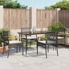 vidaXL 5-tlg. Garten-Essgruppe mit Kissen Schwarz Poly Rattan