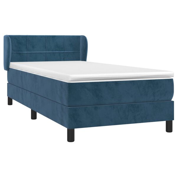 vidaXL Boxspringbett mit Matratze Dunkelblau 90x200 cm Samt