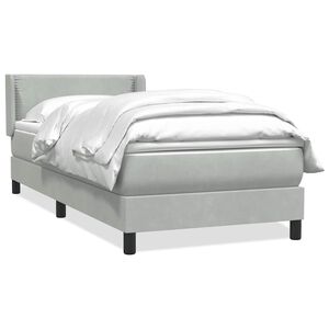 vidaXL Boxspringbett mit Matratze Hellgrau 90x210 cm Samt