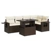 vidaXL 6-tlg. Garten-Sofagarnitur mit Kissen Braun Poly Rattan