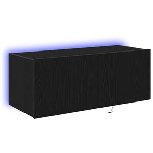 vidaXL TV-Wandschrank mit LED Schwarz Eichen-Optik 80 x 35 x 31 cm