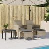 vidaXL Gartensofa 2-Sitzer mit Tisch und Hockern Hellgrau Poly Rattan