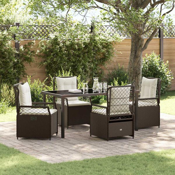 vidaXL Garten Essgruppe 5 pcs Braun Poly-Rattan