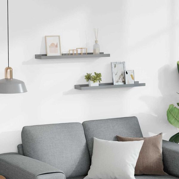 vidaXL Bilderleisten 2 Stk. Grau 60x9x3 cm MDF