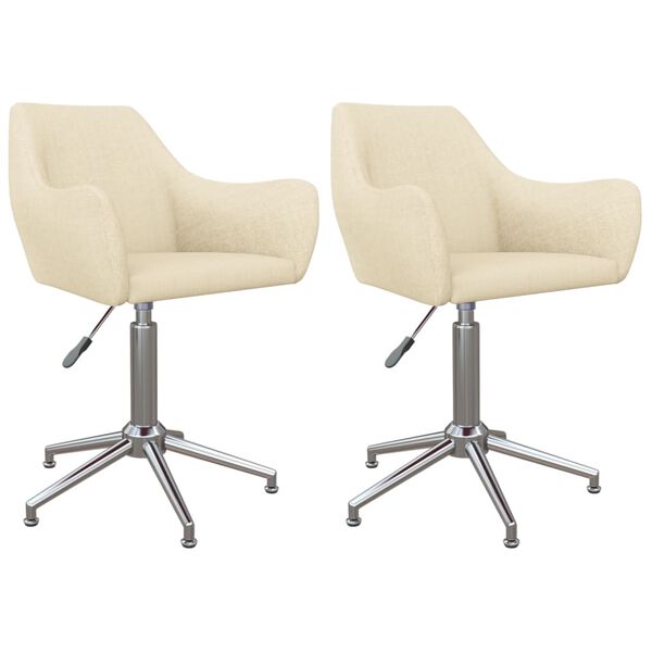 vidaXL Esszimmerst&uuml;hle 2 Stk. Drehbar Creme Stoff