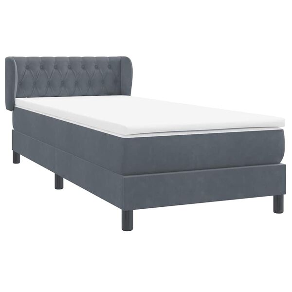 vidaXL Boxspringbett mit Matratze Dunkelgrau 80x210 cm Samt