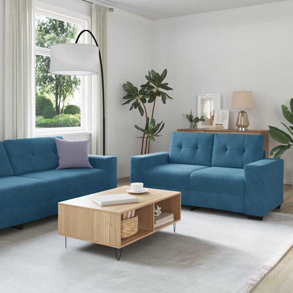 vidaXL | Sofa Set | 2 pcs Blau 221 x 78 x 80 cm Samt