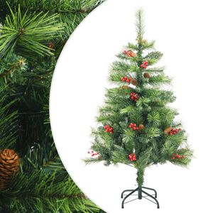 vidaXL K&uuml;nstlicher Weihnachtsbaum Klappbar mit Zapfen & Beeren 150 cm