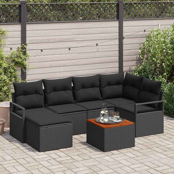 vidaXL Garten-Sofa-Set 7 pcs Schwarz