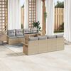 vidaXL Garten-Sofa-Set mit Kissen mit Speicher 9 pcs Beige Poly Rattan