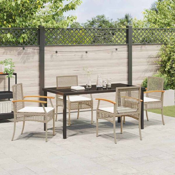 vidaXL Garten Essgruppe 5 pcs Beige Poly-Rattan