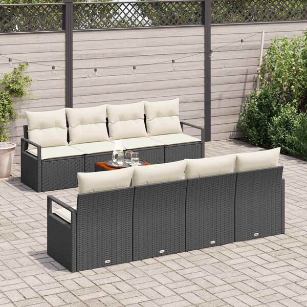 vidaXL Garten-Sofa-Set 9 pcs Schwarz und Weiß