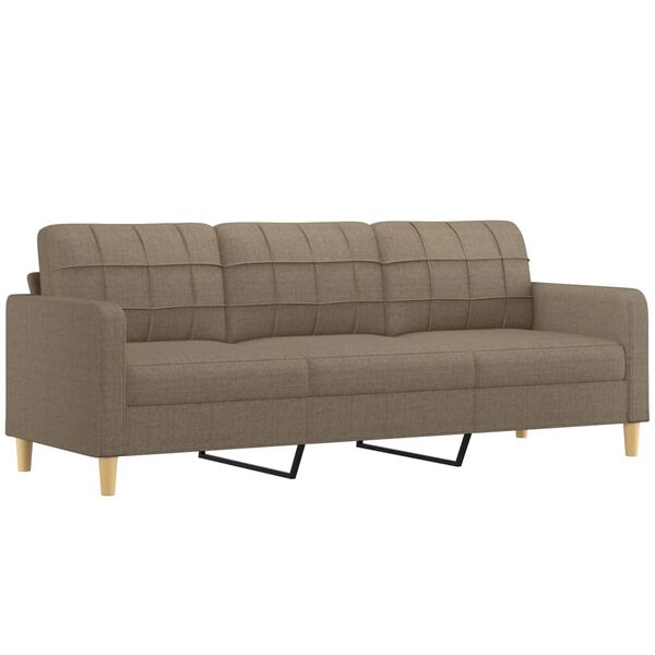 vidaXL 3-Sitzer-Sofa mit Hocker Taupe 210 cm Stoff