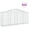vidaXL Gabionen mit Hochbogen 15 Stk. 200x30x80/100cm Verzinktes Eisen