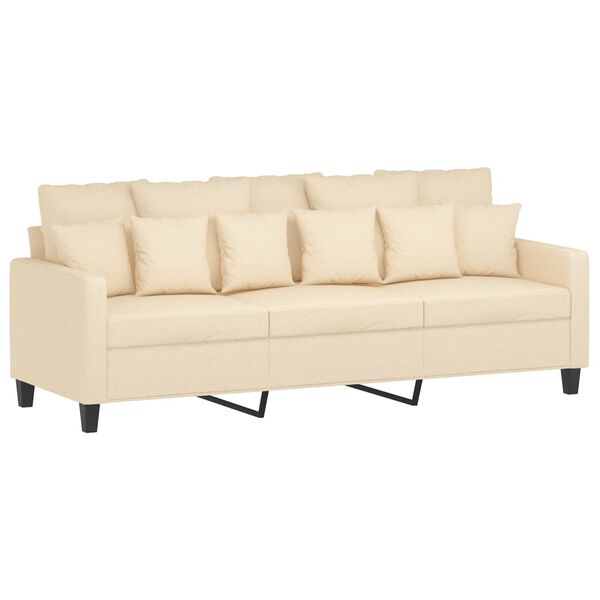 vidaXL 3-Sitzer-Sofa mit Hocker Creme 180 cm Stoff