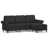 vidaXL 3-Sitzer-Sofa mit Hocker Schwarz 180 cm Stoff